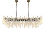 Contemporary Rectangular "Poliedro" Murano Glass Brunish Chandelier
