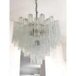 Contemporary Trasparent “Tronchi” Murano Glass Brunish Chandelier in Venini Style - Image 3
