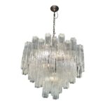 Contemporary Trasparent “Tronchi” Murano Glass Brunish Chandelier in Venini Style