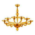 Italian Contemporary Amber Murano Glass Chandelier