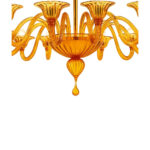 Italian Contemporary Modern Elegant "Rigadin" amber Murano Glass Chandelier - Image 5