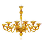 Italian Contemporary Modern Elegant "Rigadin" amber Murano Glass Chandelier