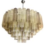 Luxury Huge Champagne e Fumè “Tronchi” Murano Glass Chandelier in Venini Style.