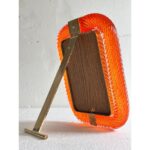 Mid-Century Modern  Amber“Torchon” Murano Glass Picture Frame and Unaquered Brass in Barovier Style. - Image 4