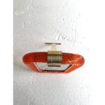 Mid-Century Modern  Amber“Torchon” Murano Glass Picture Frame and Unaquered Brass in Barovier Style. - Image 5