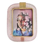 Mid-Century Modern Style Ametista “Torchon” Murano Glass Picture Frame and Unaquered Brass