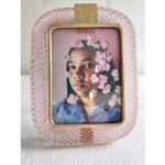 Mid-Century Modern Style Ametista “Torchon” Murano Glass Picture Frame and Unaquered Brass - Image 3