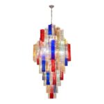 Monumental Contemporary Multicolor “Square Bark” Murano Glass Italian Chandelier