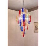 Monumental Contemporary Multicolor “Square Bark” Murano Glass Italian Chandelier - Image 4