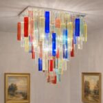 Monumental Contemporary Multicolor “Square Bark” Murano Glass Italian Flush Mount - Image 7