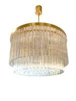 Murano Glass concave "Triedro" Chandelier  in brushed gold
