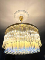 Murano Glass concave "Triedro" Chandelier  in brushed gold - Image 2