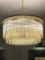 Murano Glass concave "Triedro" Chandelier  in brushed gold - Image 4