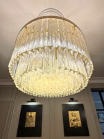 Murano Glass concave "Triedro" Chandelier  in brushed gold - Image 5