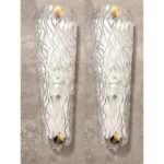 Huge Italian Clear Murano Glass Wall Sconce in Mid-Century Modern Style - Image 7