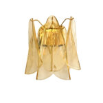 Amber “Rondini” Murano Glass Gold Wall Sconce in Mazzega Style