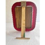 Venetian Red “Torchon” Murano Glass Picture Frame and Unaquered Brass in Barovier Style. - Image 4