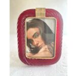 Venetian Red “Torchon” Murano Glass Picture Frame and Unaquered Brass in Barovier Style. - Image 5