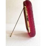 Venetian Red “Torchon” Murano Glass Picture Frame and Unaquered Brass in Barovier Style. - Image 2