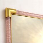 Rectangular Pink and Gold Mirror With “Torchon” Murano Glass - Image 3