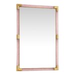 Rectangular Pink and Gold Mirror With “Torchon” Murano Glass