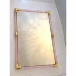 Rectangular Pink and Gold Mirror With “Torchon” Murano Glass - Image 4
