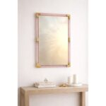 Rectangular Pink and Gold Mirror With “Torchon” Murano Glass - Image 5