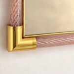 Rectangular Pink and Gold Mirror With “Torchon” Murano Glass - Image 2