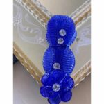 Venetian Hand-Carved Wall Mirror With blue Floral Murano Glass - Image 3