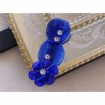 Venetian Hand-Carved Wall Mirror With blue Floral Murano Glass - Image 4