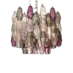 Contemporary Violet “Poliedri” Murano Glass Chandelier in Venini Style