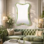 Luxury Italian Green-Wather and Gold-Leaf “Torchon” Mirror Murano Glass by Simoeng - Image 6