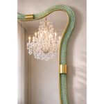 Luxury Italian Green-Wather and Gold-Leaf “Torchon” Mirror Murano Glass by Simoeng - Image 5
