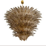 Luxury Venetian Smoked-Fumè “Palmette” Murano Glass Plating Gold Chandelier