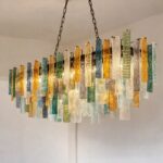 Monumental Italian Rectangular Strip “Listelli” Murano Glass Chandelier - Image 3