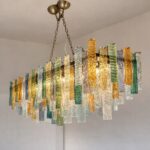 Monumental Italian Rectangular Strip “Listelli” Murano Glass Chandelier - Image 4