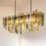 Monumental Italian Rectangular Strip “Listelli” Murano Glass Chandelier - Image 5