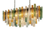 Monumental Italian Rectangular Strip “Listelli” Murano Glass Chandelier
