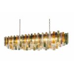 Monumental Italian Rectangular Strip “Listelli” Murano Glass Chandelier
