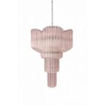 Murano Glass Pink "Quadriedro" Spyral Italian Chandelier in Decò style - Image 6