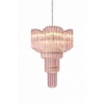 Murano Glass Pink "Quadriedro" Spyral Italian Chandelier in Decò style - Image 5