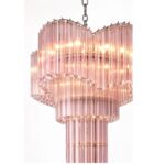 Murano Glass Pink "Quadriedro" Spyral Italian Chandelier in Decò style - Image 2
