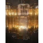 Striking transparent and amber"TRONCHI" Murano Glass gold Chandelier - Image 6