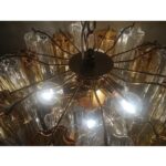 Striking transparent and amber"TRONCHI" Murano Glass gold Chandelier - Image 4