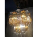 Striking transparent and amber"TRONCHI" Murano Glass gold Chandelier - Image 8