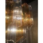 Striking transparent and amber"TRONCHI" Murano Glass gold Chandelier - Image 7
