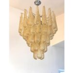 Venetian Amber “Conchiglie” Murano Glass Chrome Chandelier - Image 2