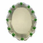 Venetian Murano Glass Oval Floral Wall Mirror – Hand-Carved Italian Art