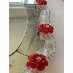 Venetian Murano Glass Oval Red Floral Wall Mirror – Hand-Carved Italian Art - Image 2