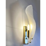 Contemporary Italian Sanded Leave Murano Glass Walls Sconce - A Pair - Image 5